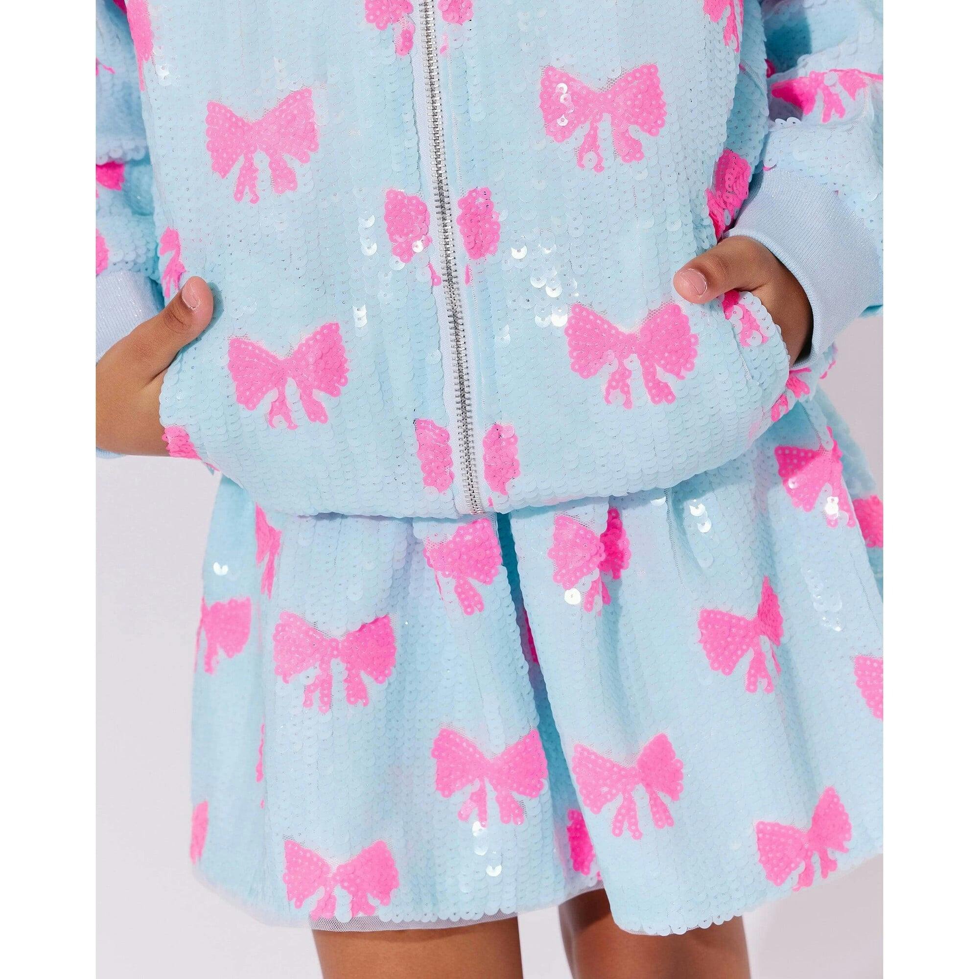 Pretty in Bows Sequin Bomber