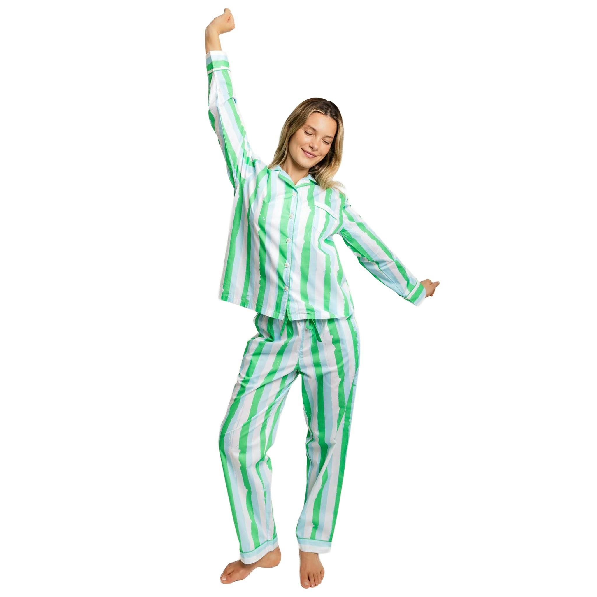 Women's Drawbertson Wild Stripes Long PJ Set - Organic Cotton Poplin