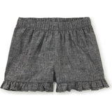 Chambray Ruffle Hem Baby Shorts, Purple