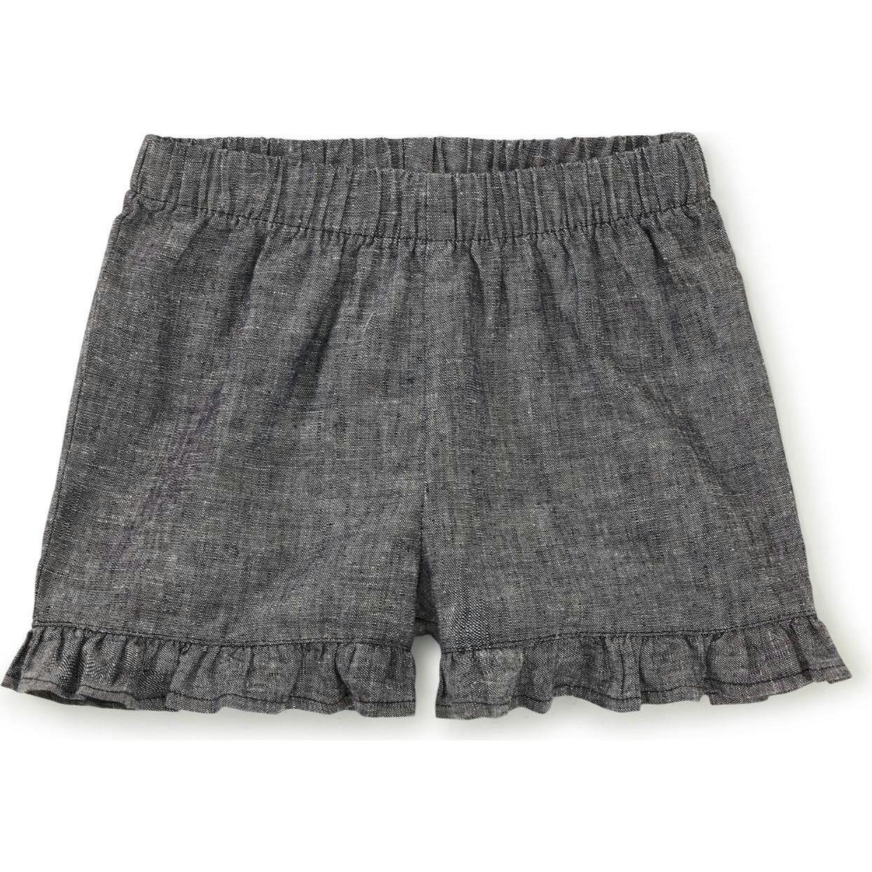 Chambray Ruffle Hem Baby Shorts, Purple