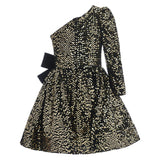 Black Gold Sequin Bow Zoria Dress