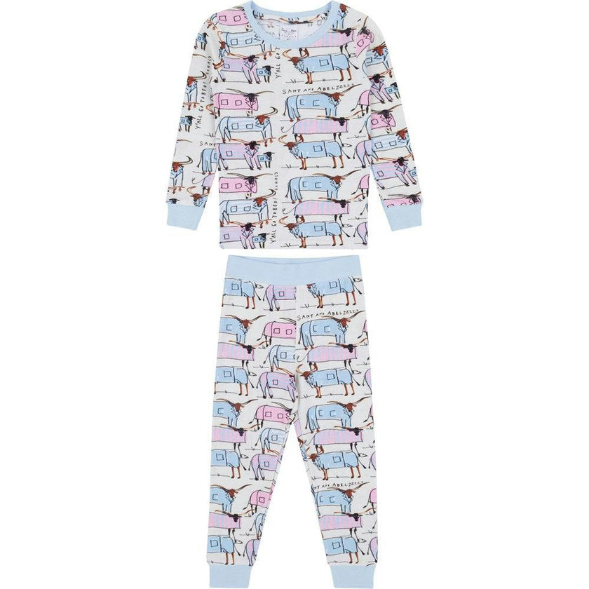 Kids Drawbertson Longhorns Long PJ Set - Organic Stretch Jersey Knit Cotton