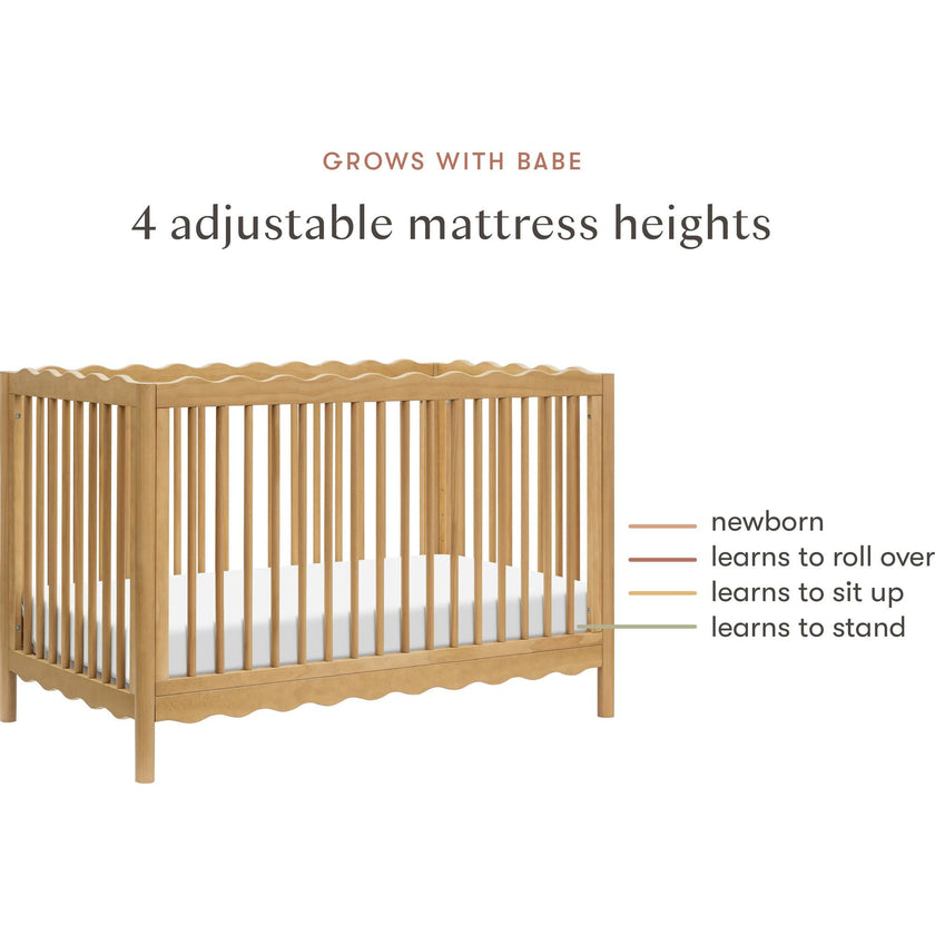 Swell 4-in-1 Convertible Crib with Toddler Bed Conversion Kit in Honey