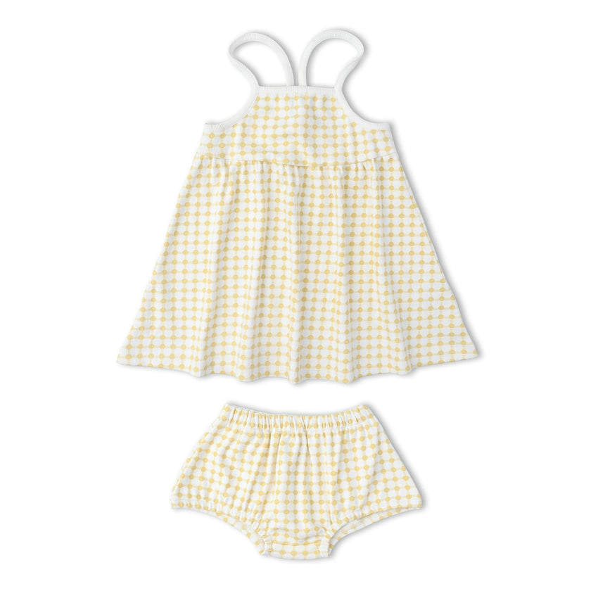 Organic Tie-Back Strap Dress - Dotty Gingham