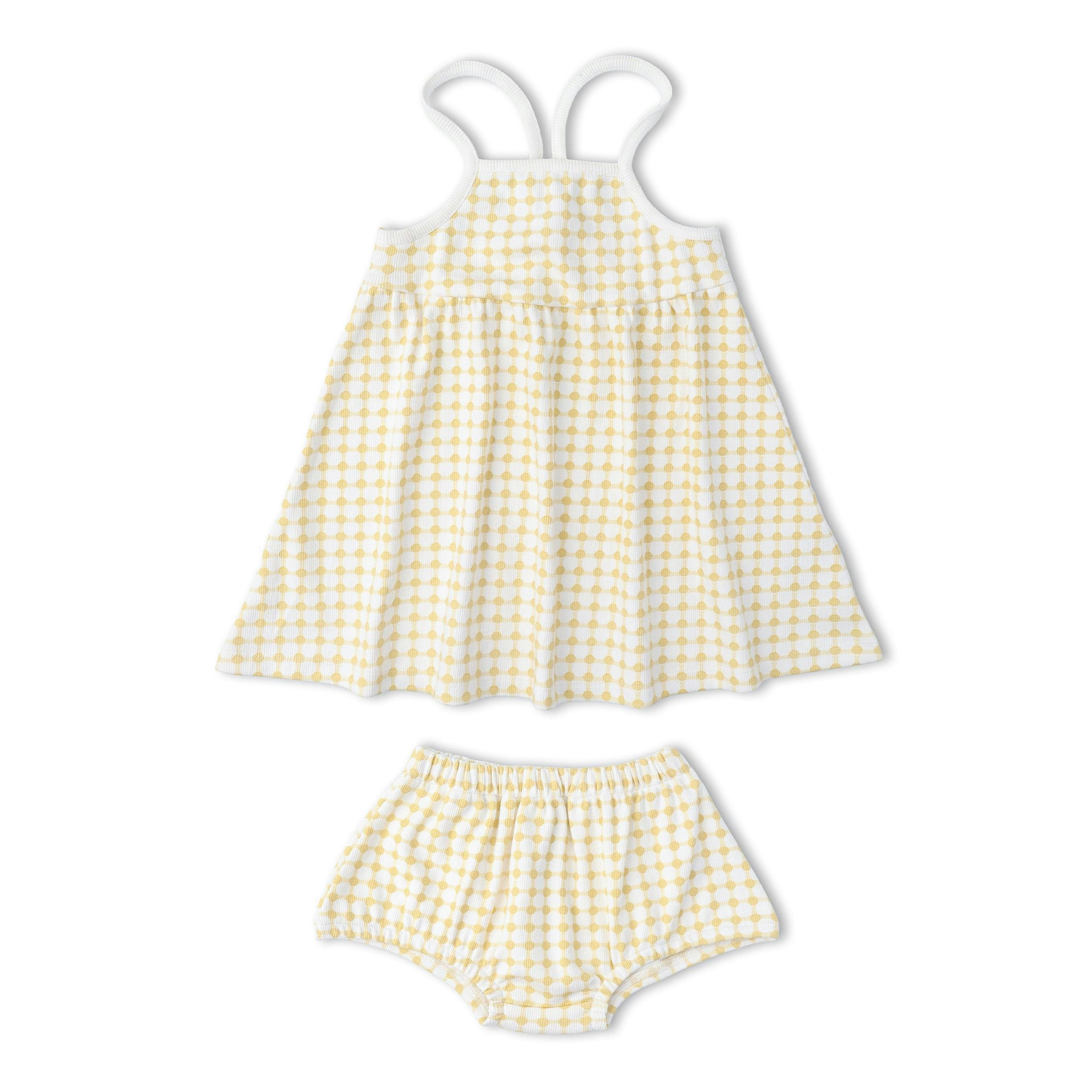 Organic Tie-Back Strap Dress - Dotty Gingham