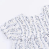 Kimberly Floral Stripe - Smocked Ruffle Bubble with Skirt