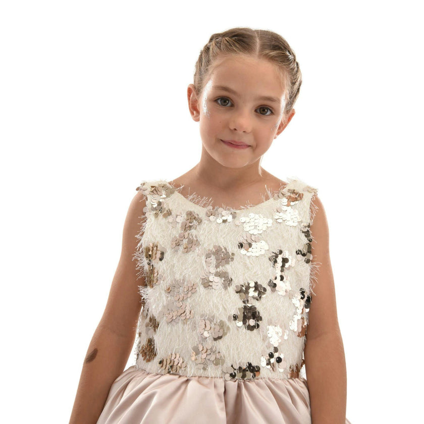Beige Ashler Sequin Dress