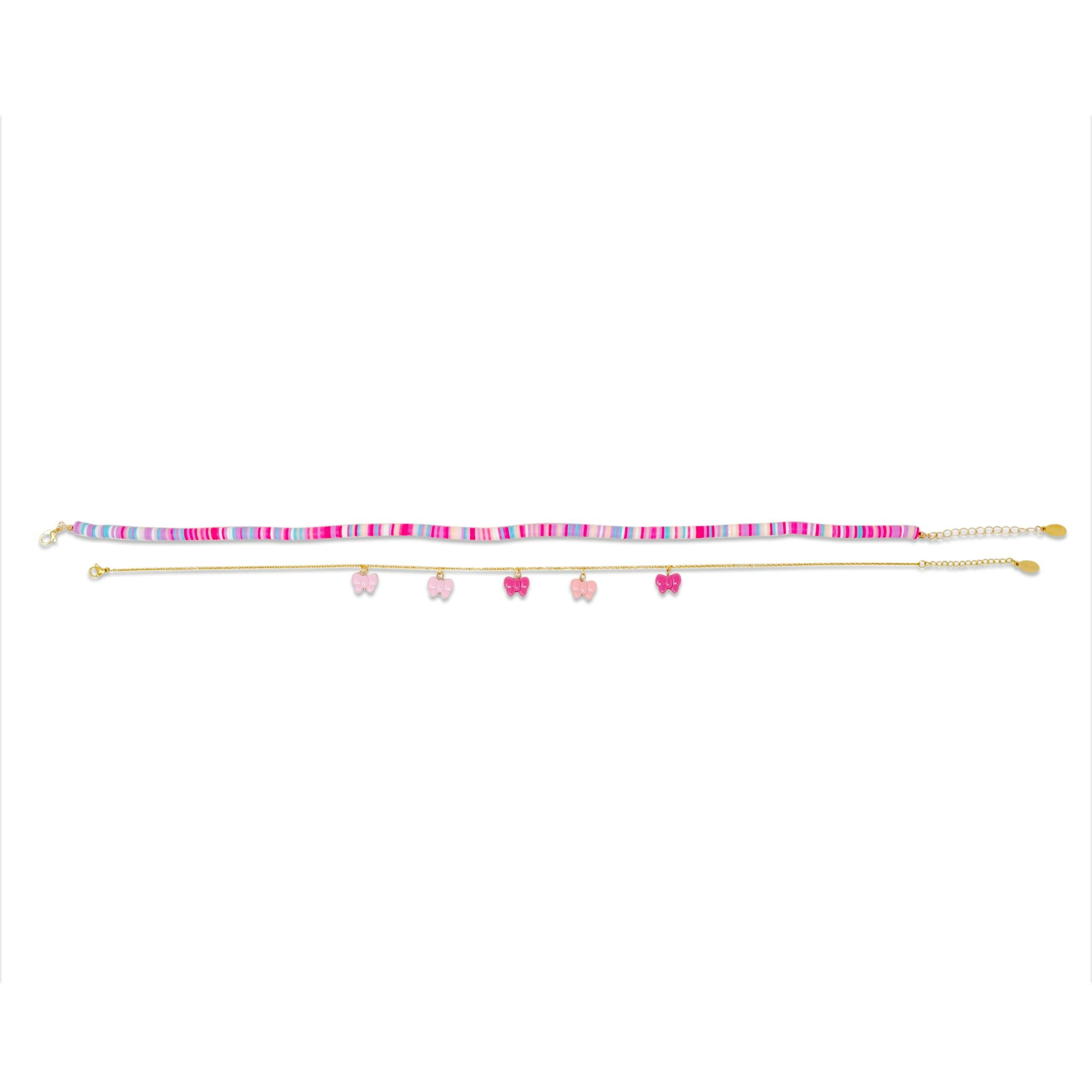 Girl's Colorful Disk Necklace & Charm Duo