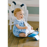 Riviera Blue Stripe Smocked Bubble Romper