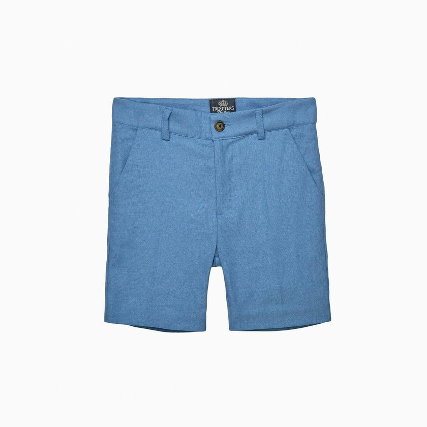 Theo Tailored Shorts in Blue Linen