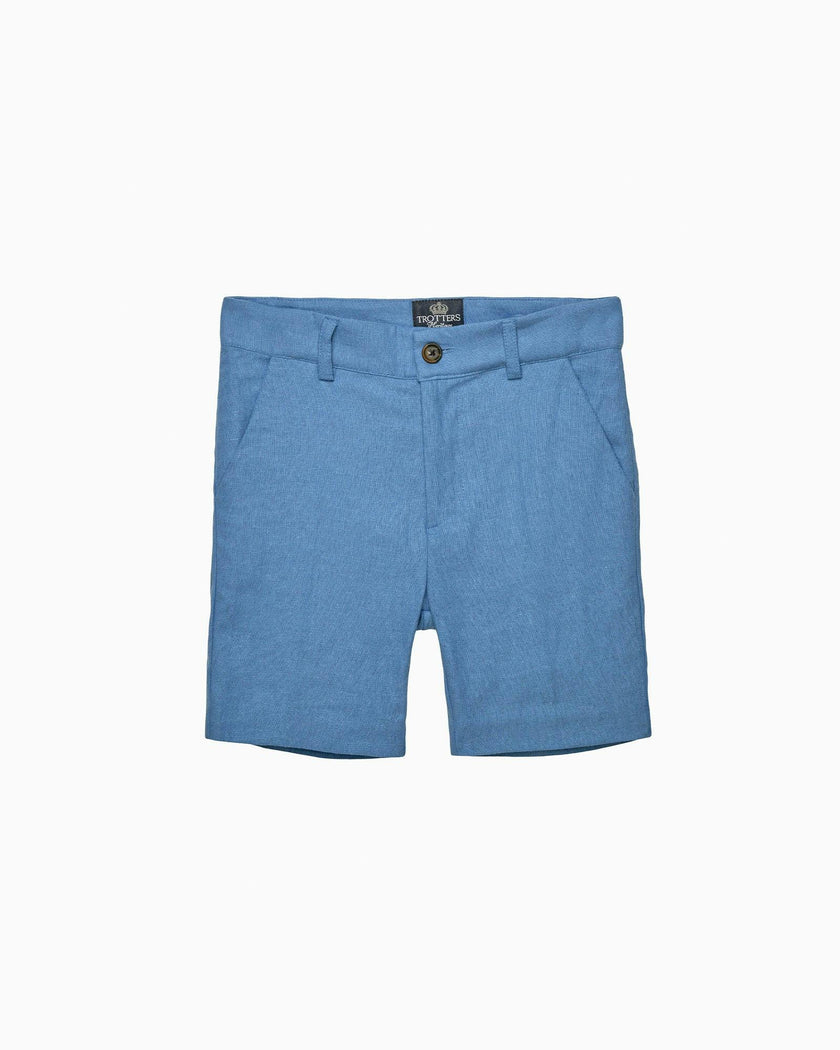Theo Tailored Shorts in Blue Linen