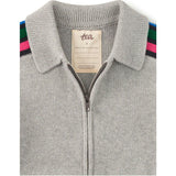 Stripe Sleeve Zip Sweater, Grey