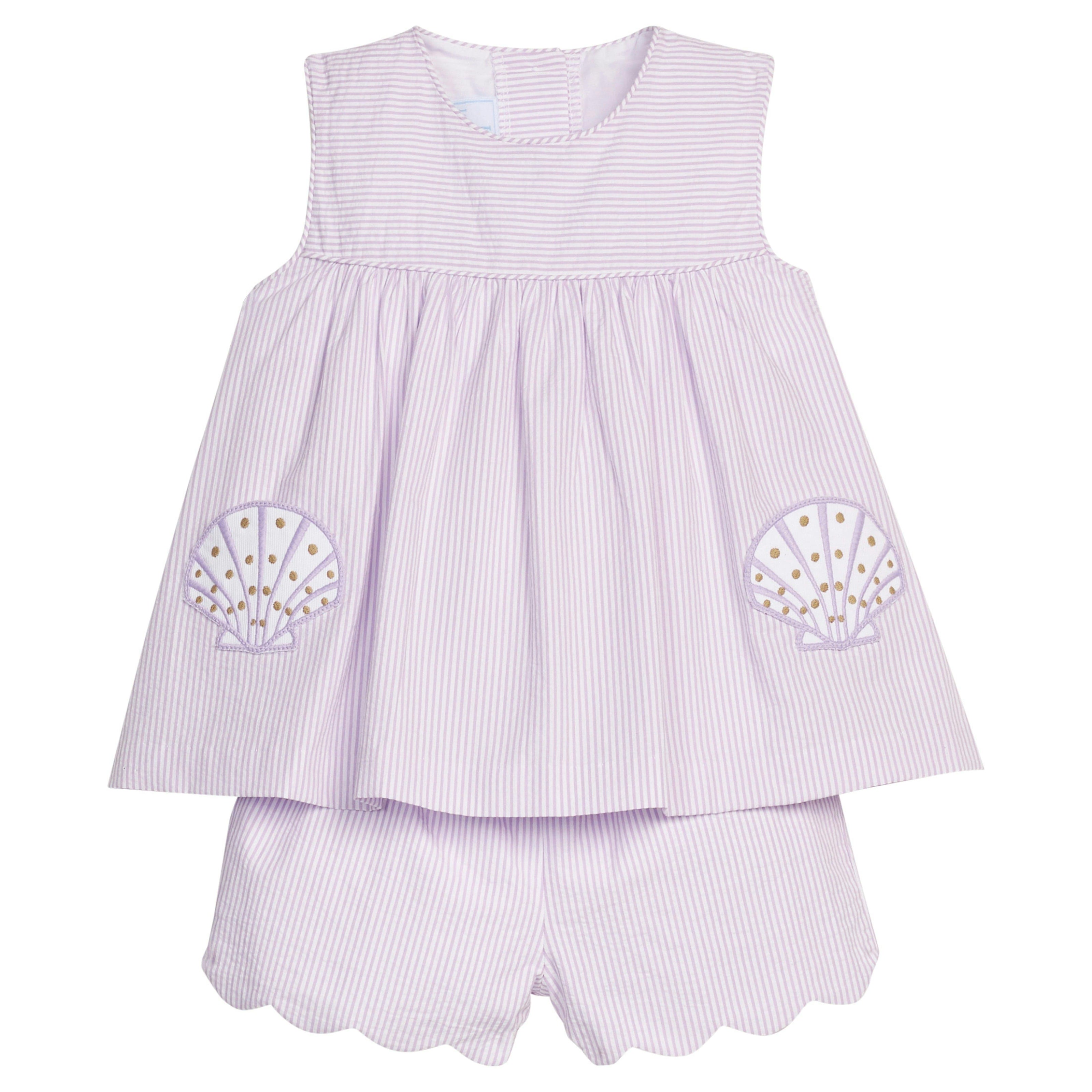 Applique Pocket Short Set - Sea Shells