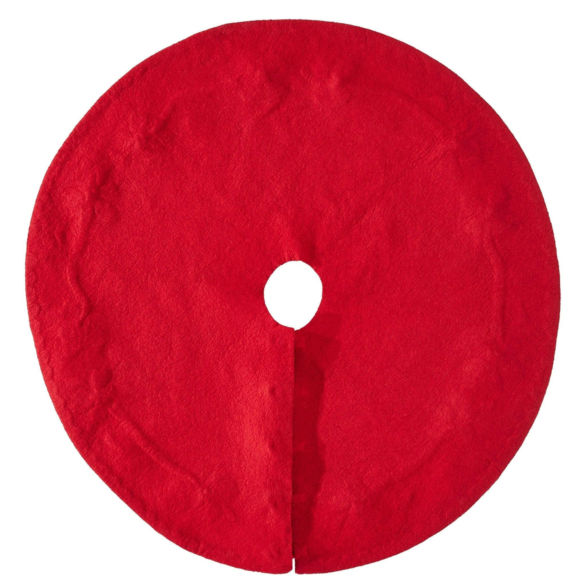 Handmade Christmas Tree Skirt Felt - Berries Red - 60