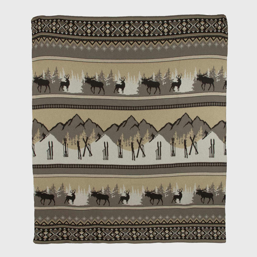 Cotton Sustainable Knit Throw Blanket | Mountain Fair Isle