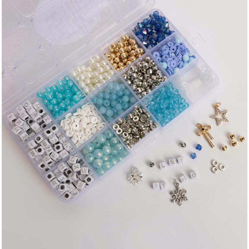 Winter Wonderland Blue Shimmer Beads Holiday Crafts DIY Letter Bead Kit
