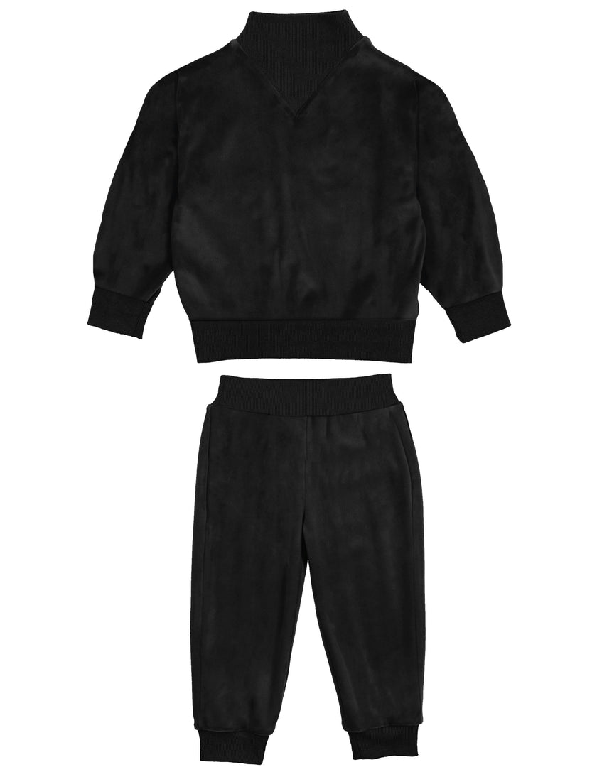 Baby Girls Velour Neck Sweater & Pant 2-Piece Set