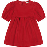 Nellie Corduroy Empire Seam 3-Quarter Bubble Sleeve Dress, Red