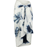 Cotton Saline Pareo White Indigo Tie-Dye