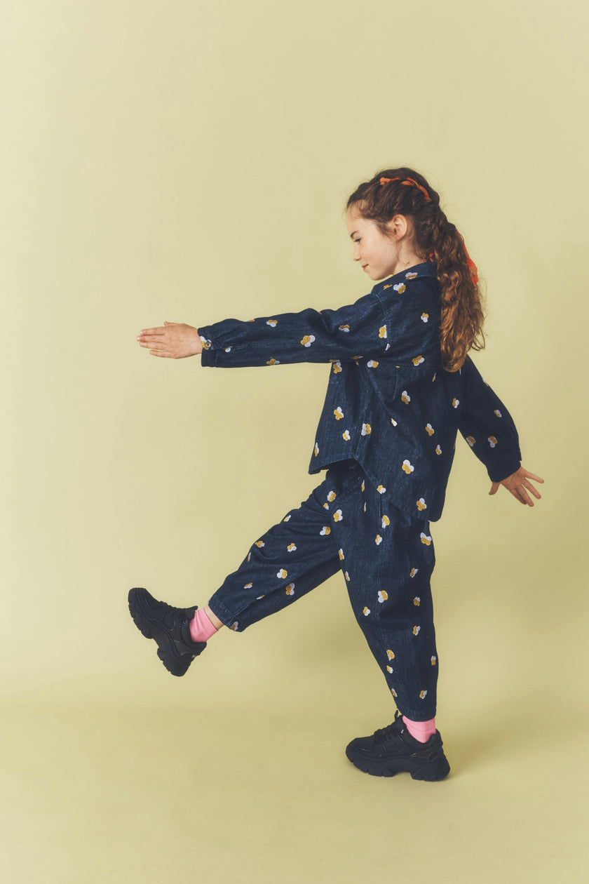 Kids Manu Embroidered Denim Barrel Jeans