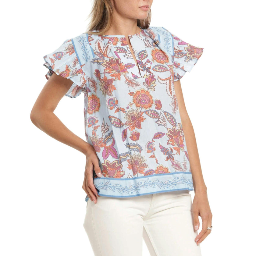 Marion Top - Blue Botanical