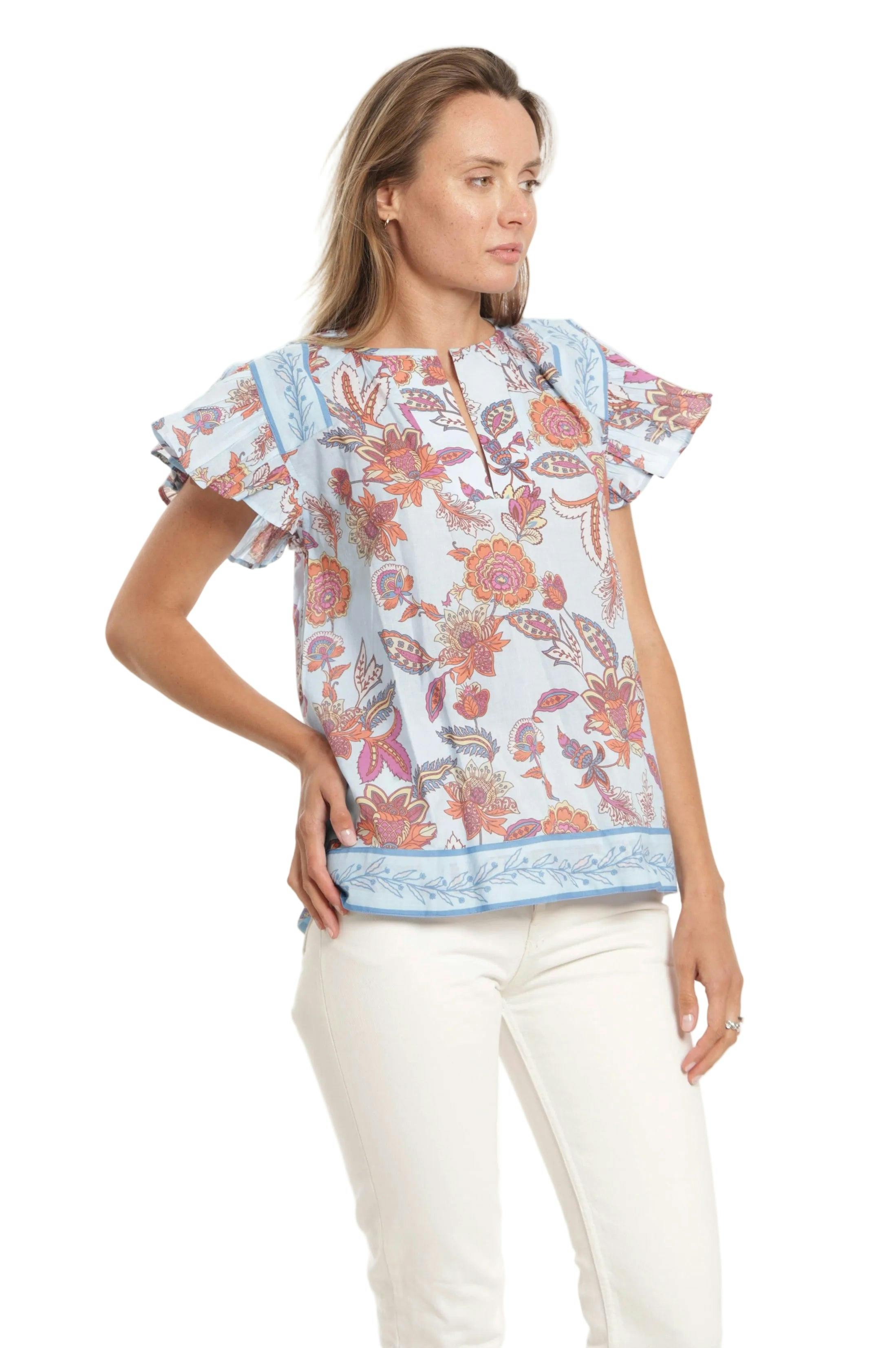 Marion Top - Blue Botanical