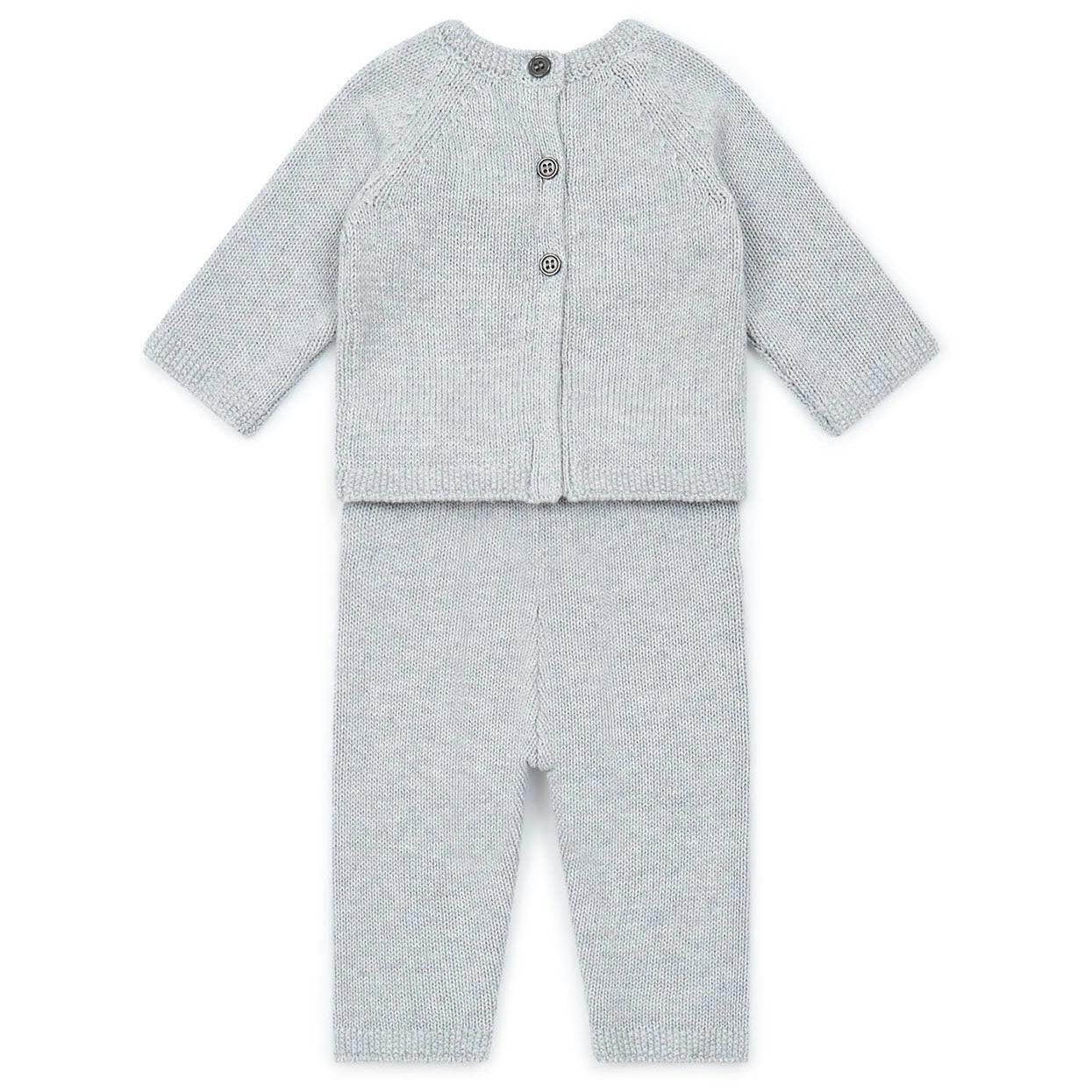 Cotton-Cashmere Knit Baby Set, Grey