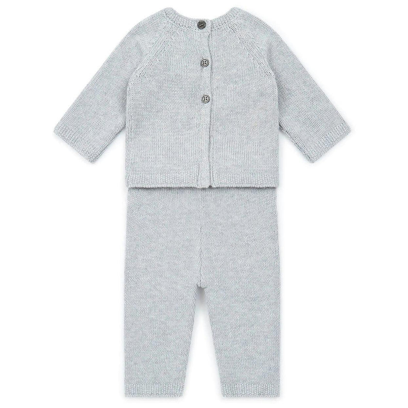 Cotton-Cashmere Knit Baby Set, Grey