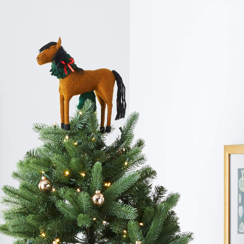 Handmade Hand Felted Wool Christmas Tree Topper - with Wreath