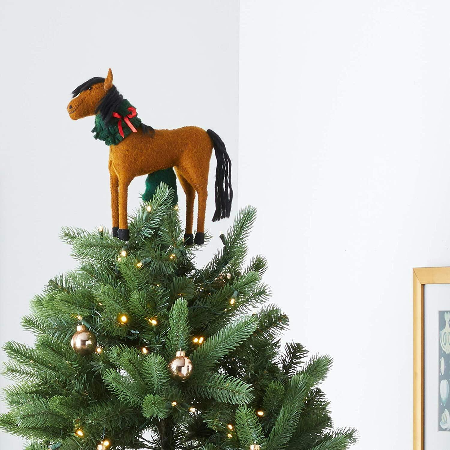 Handmade Hand Felted Wool Christmas Tree Topper - with Wreath