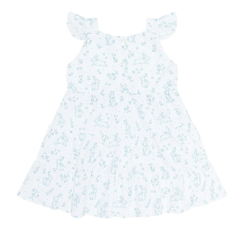 Blue Toile Ruffle Dress