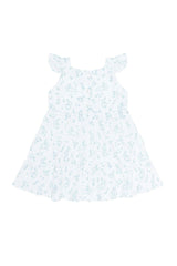 Blue Toile Ruffle Dress