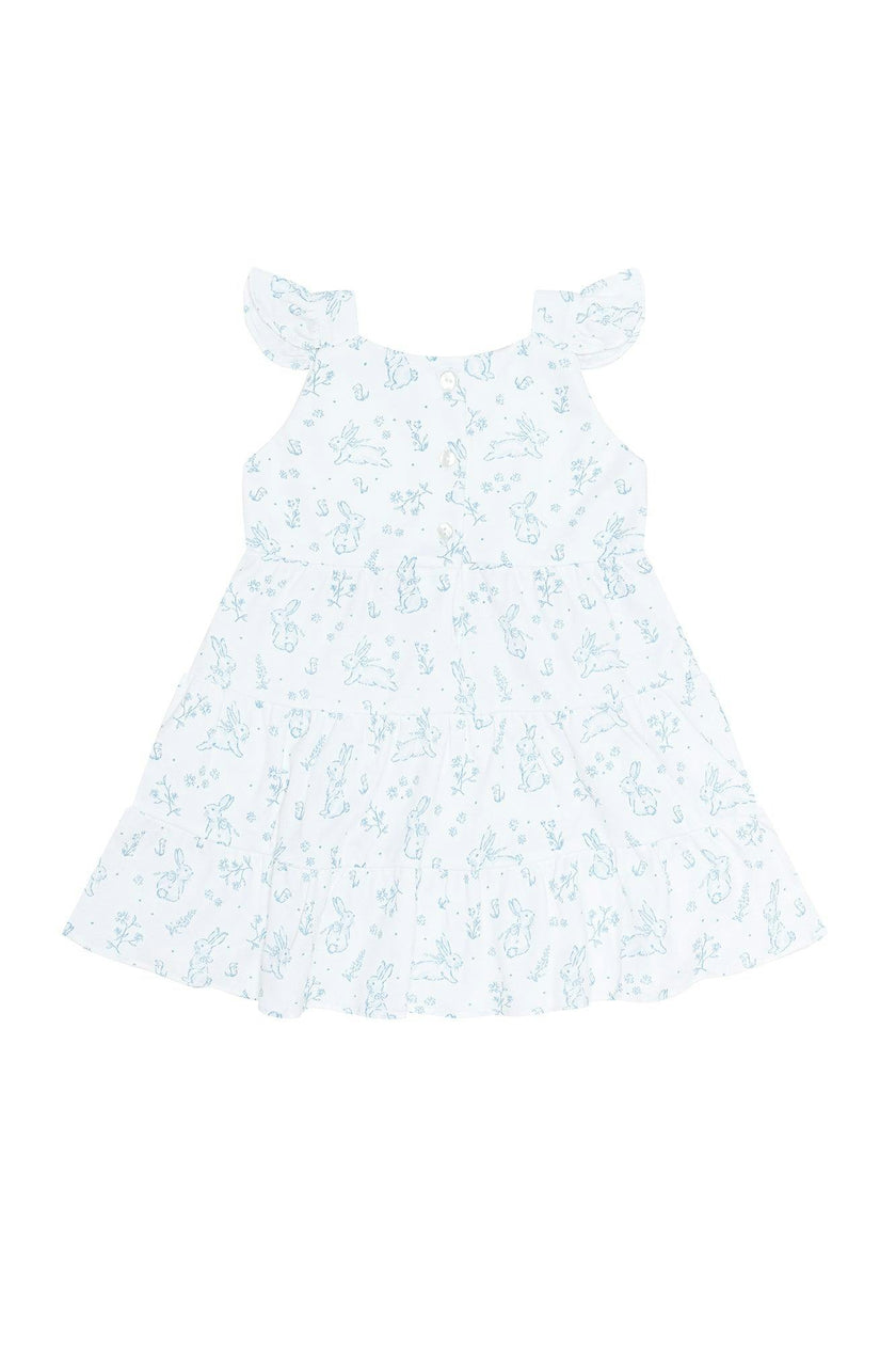 Blue Toile Ruffle Dress