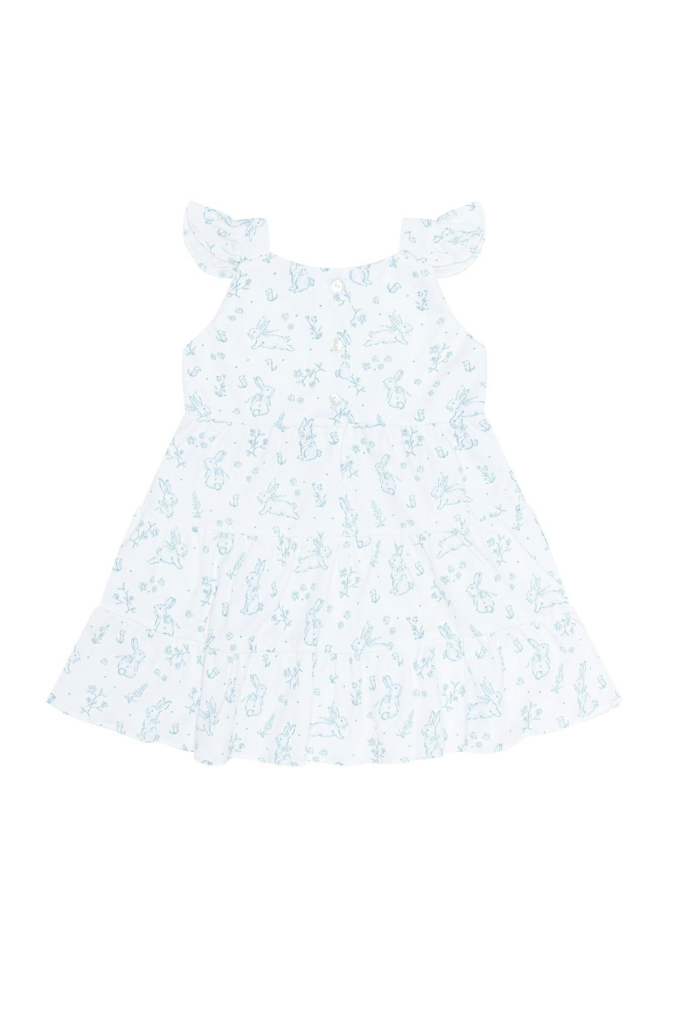 Blue Toile Ruffle Dress