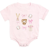 Baseball Cutie Short Sleeve Romper - Ballet