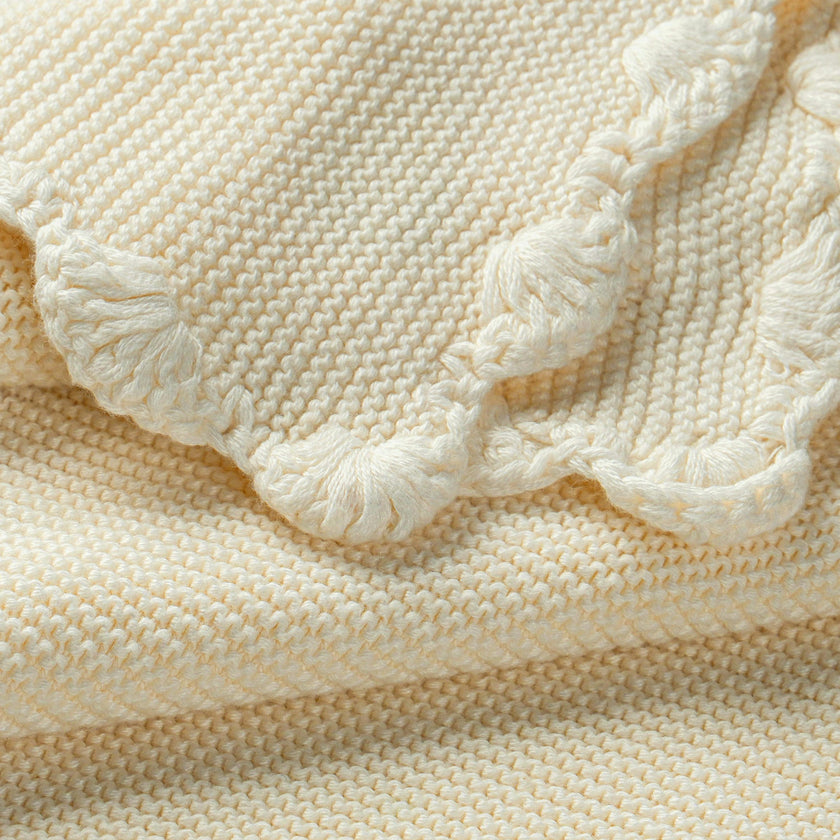 Organic Cotton Scalloped Baby Blanket