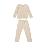 Beige Solid Wool-Blend Pajama Set