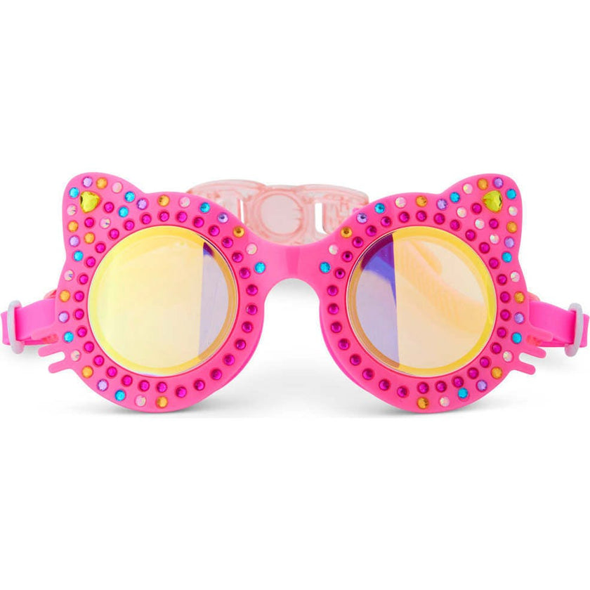Dark Pink Rhinestone Frame Swim Goggle
