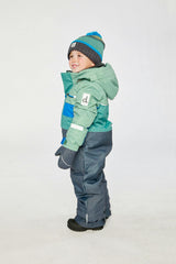 Kids One Piece Play Snowsuit Sage Green And Grey