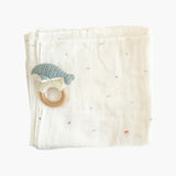 Nautical Swaddle and Teether Set - Whale