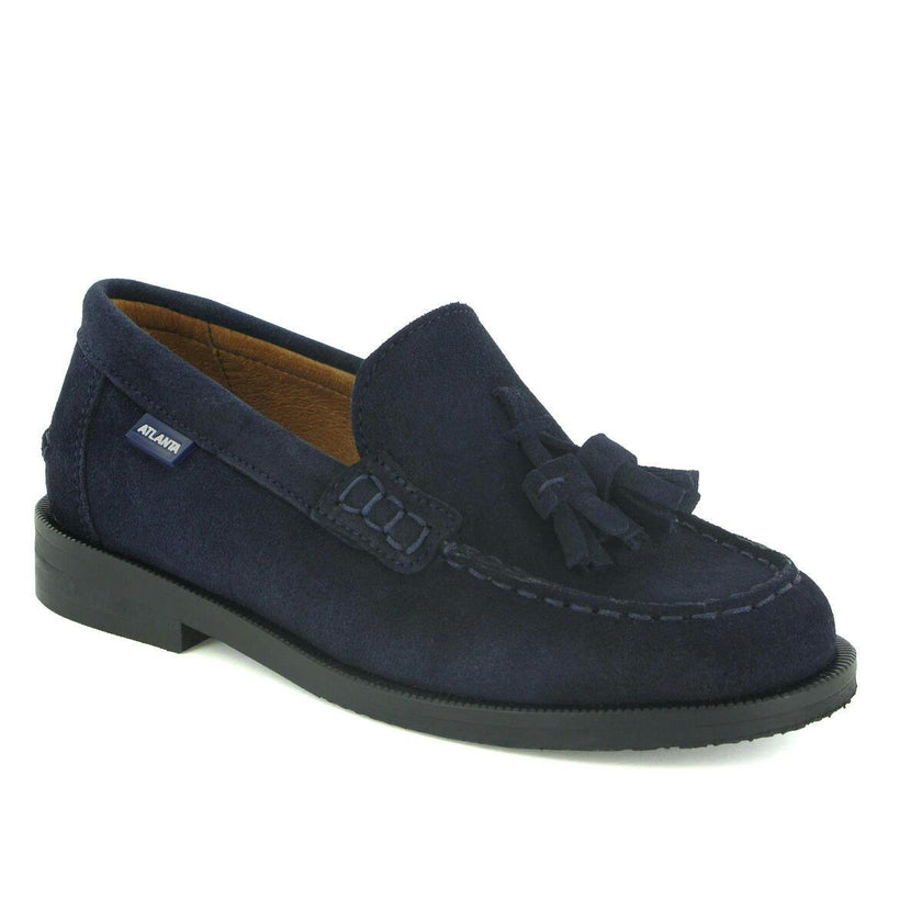 College Shoe with Tassel in Suede, Dark Blue