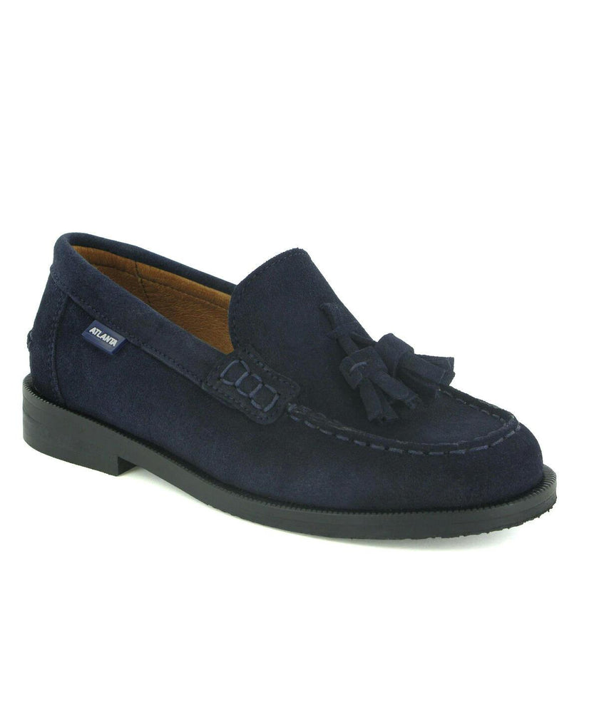 College Shoe with Tassel in Suede, Dark Blue