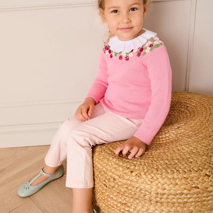 Strawberry Embroidered Jumper in Pink (12mths-6yrs)
