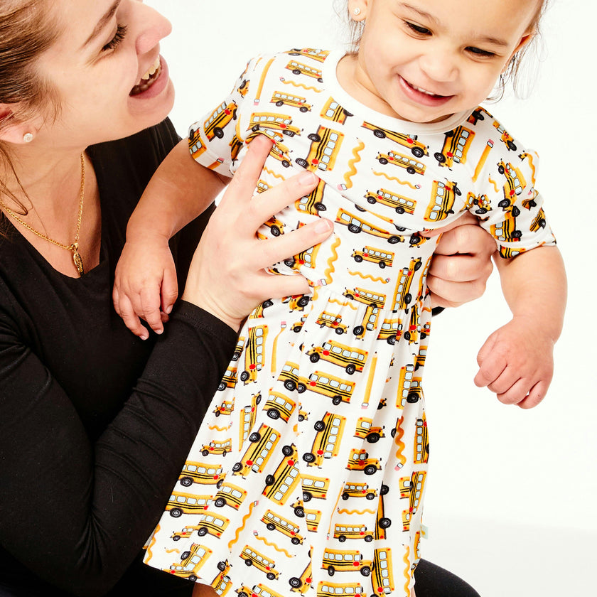 Stretchy Short Sleeve Twirl Dress