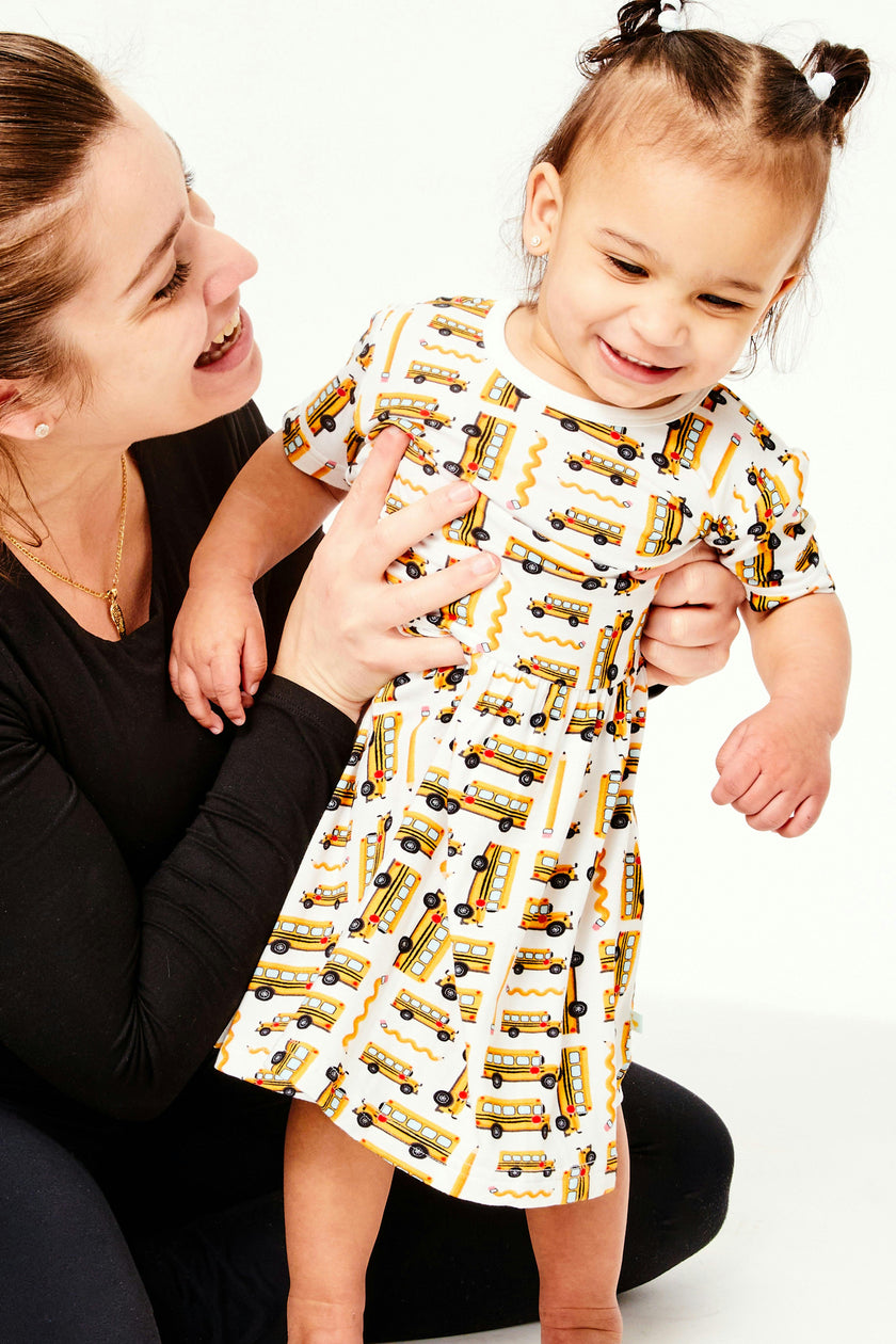 Stretchy Short Sleeve Twirl Dress
