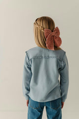 Girls Raw Edge Sweatshirt in Addison Embroidery Floral