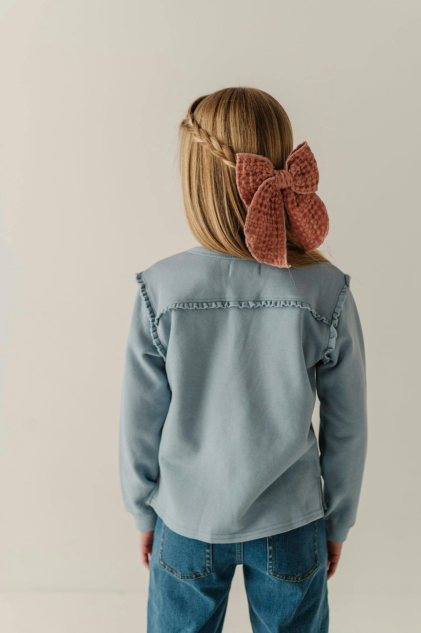 Girls Raw Edge Sweatshirt in Addison Embroidery Floral