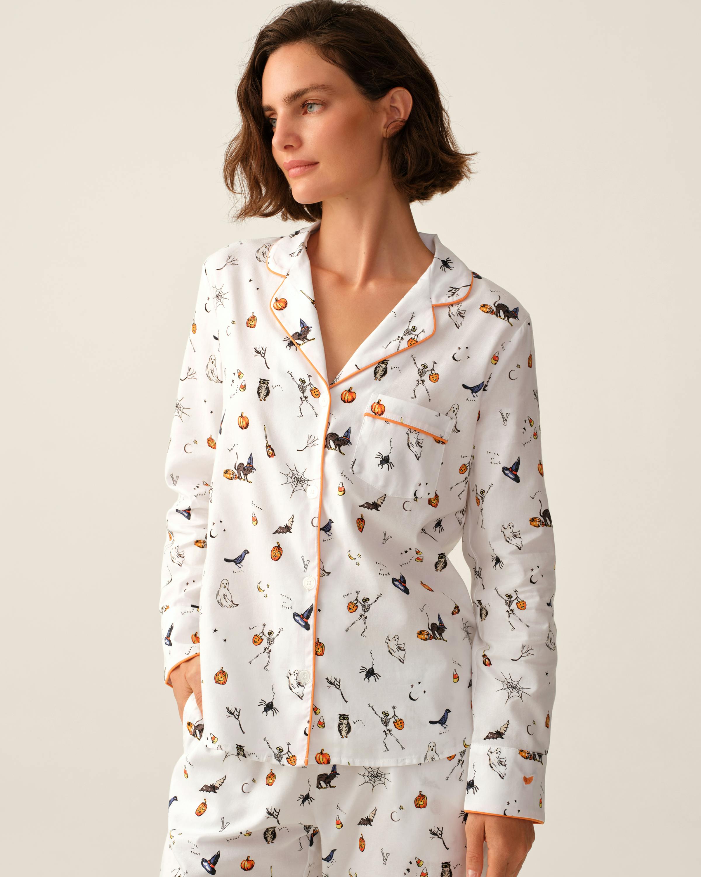 Women's Twill Pajama Set in Trick or Treat