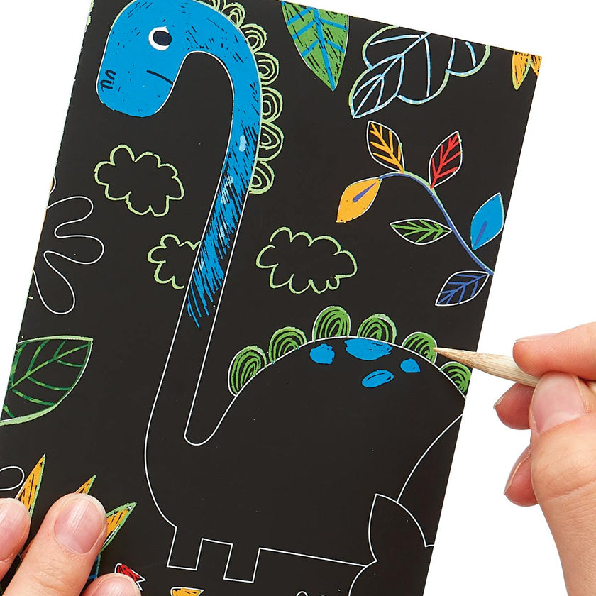Scratch and Scribble Mini Scratch Art Kit - Dinosaur Days - 6 Cards
