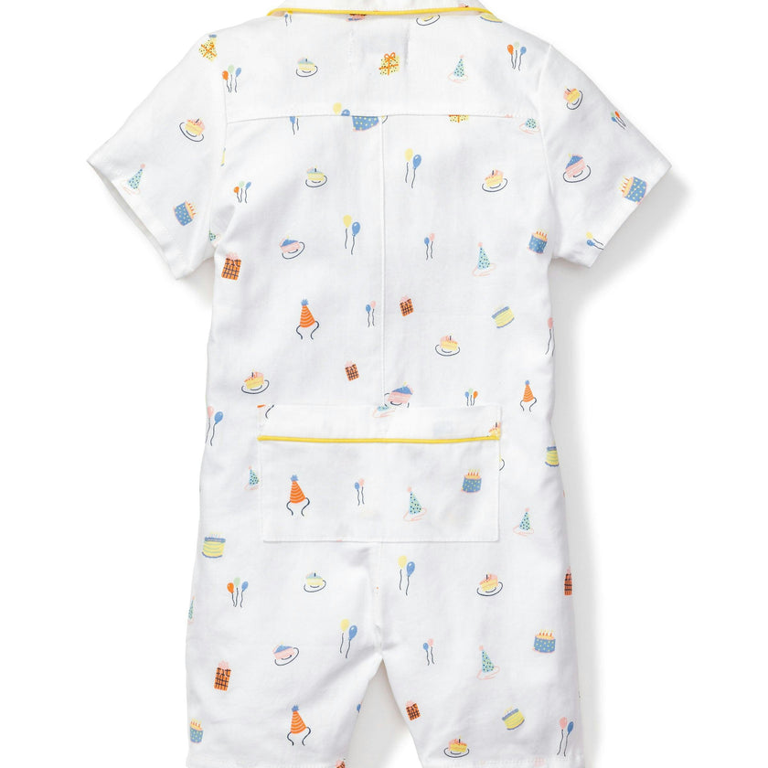 Baby's Twill Summer Romper in Birthday Wishes